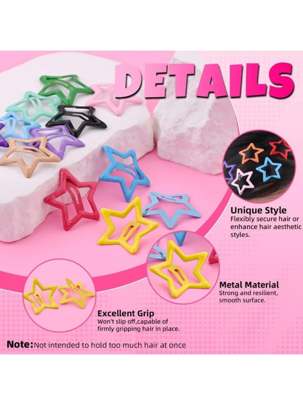 100PCS Colorful Star Hair Clips - Y2K Trendy 1.18